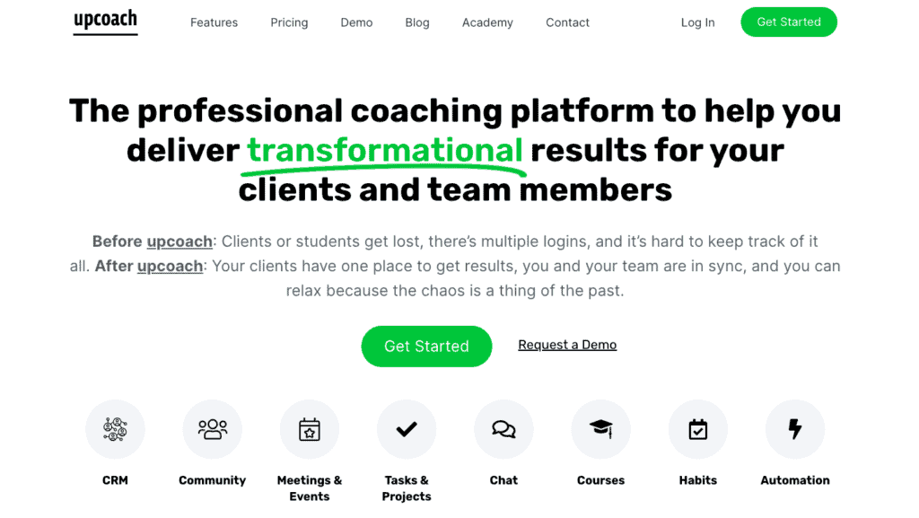 upcoach homepage